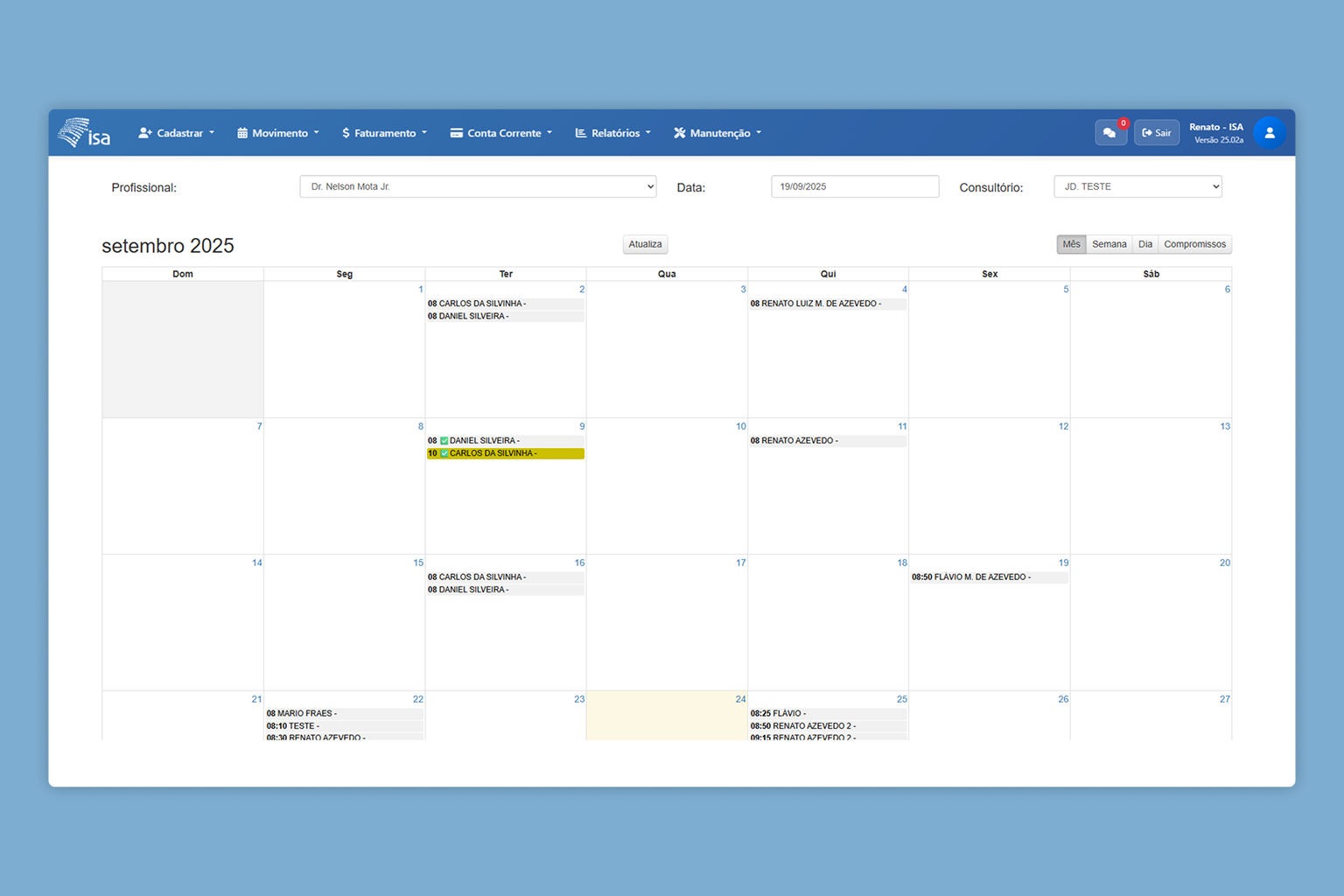 Tela de Agendamento ISA Saúde